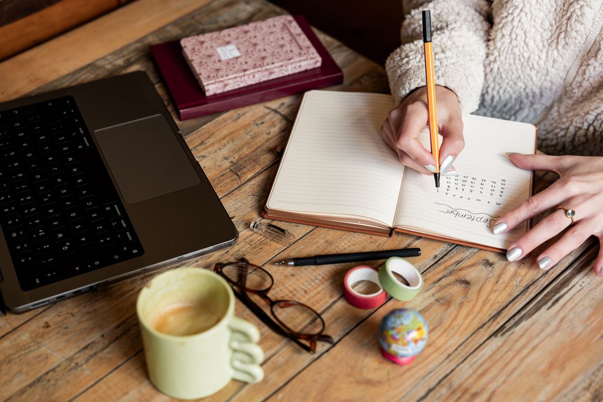 Organising career notes and planning next steps at a desk