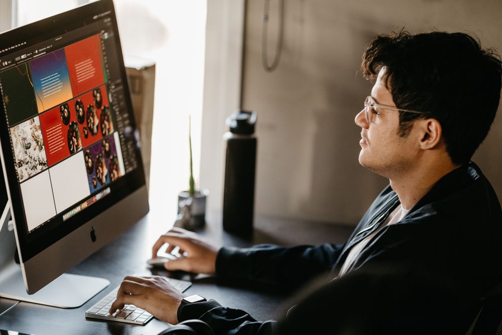 Designing a personal brand website on a computer